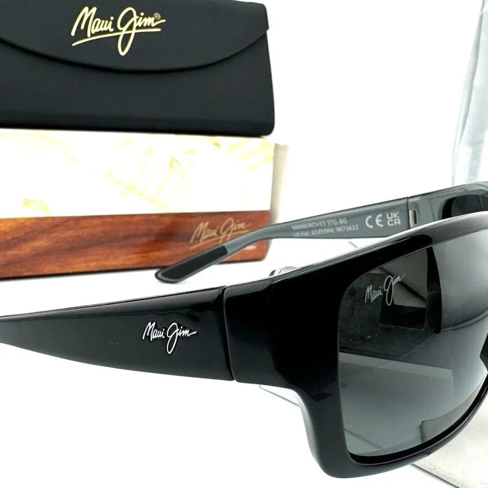 NEW MAUI JIM Breakwall MJ-422-02 Sunglasses Black Frame Grey Polarized 60mm